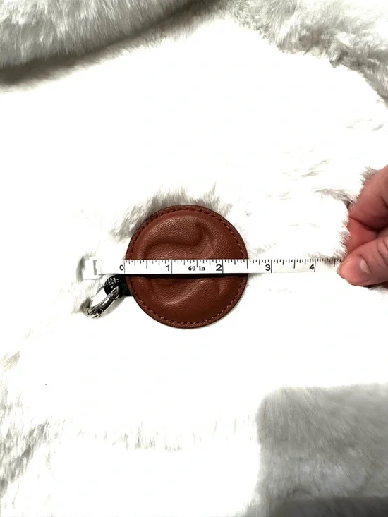 LULULEMON Leather Round Heavy Duty Logo Keychain Apricot Red-ish Burnt Orange OS - Picture 4 of 4